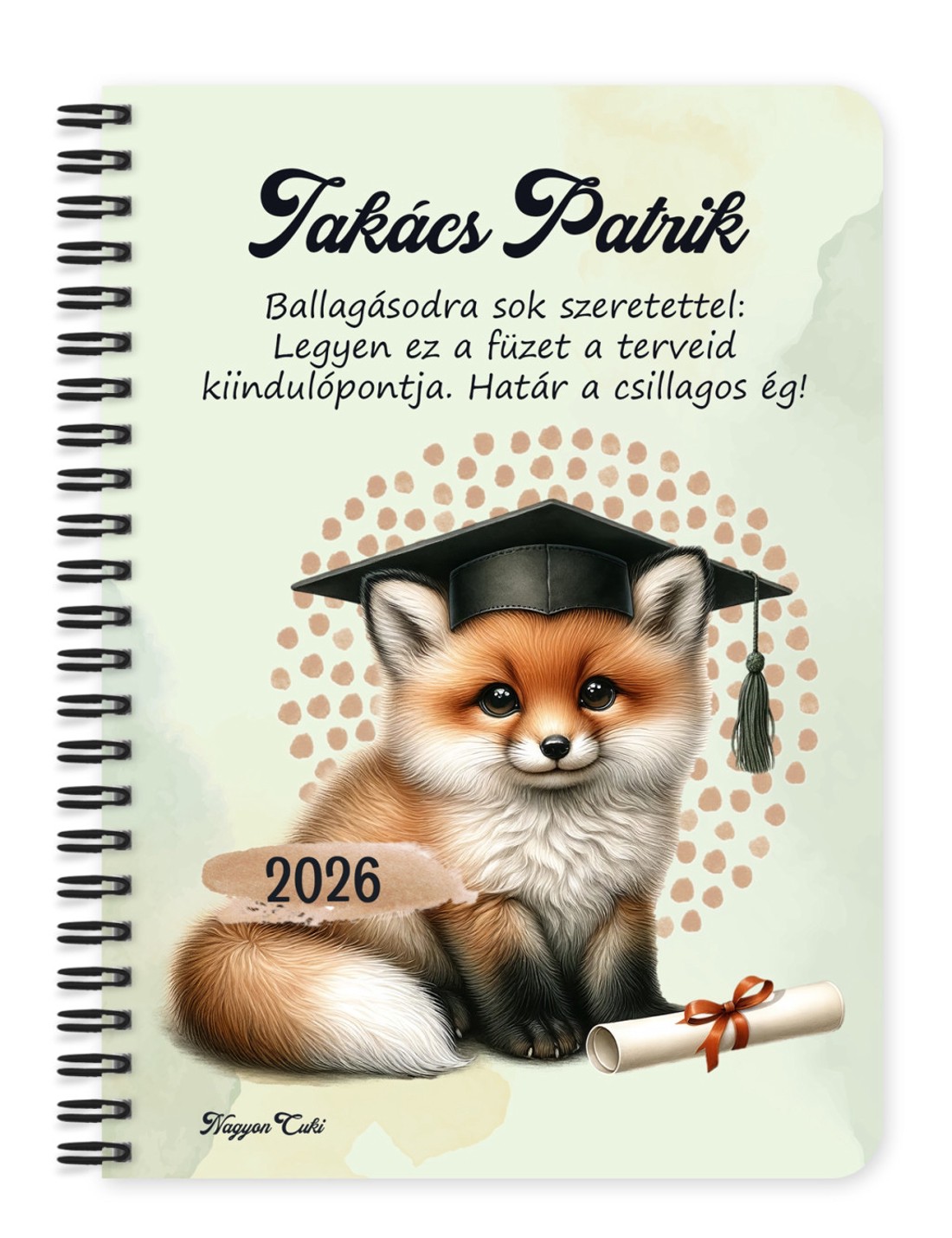 Személyre szabható - 2026 Ballagás - Róka mintás füzet - otthon & életmód - papír, írószer - jegyzetfüzet & napló - Meska.hu
