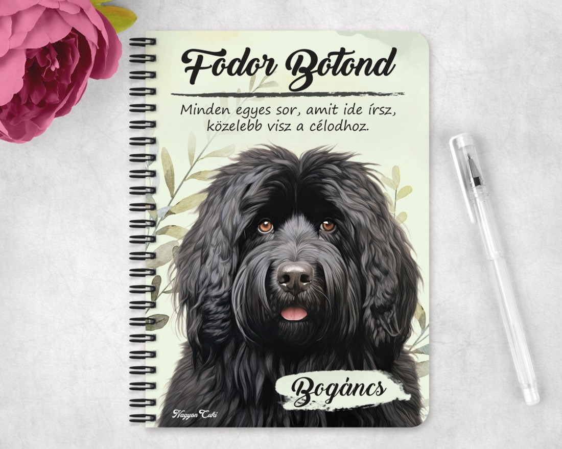 Személyre szabható - Fekete puli portré mintás A6-os füzet - otthon & életmód - papír, írószer - jegyzetfüzet & napló - Meska.hu