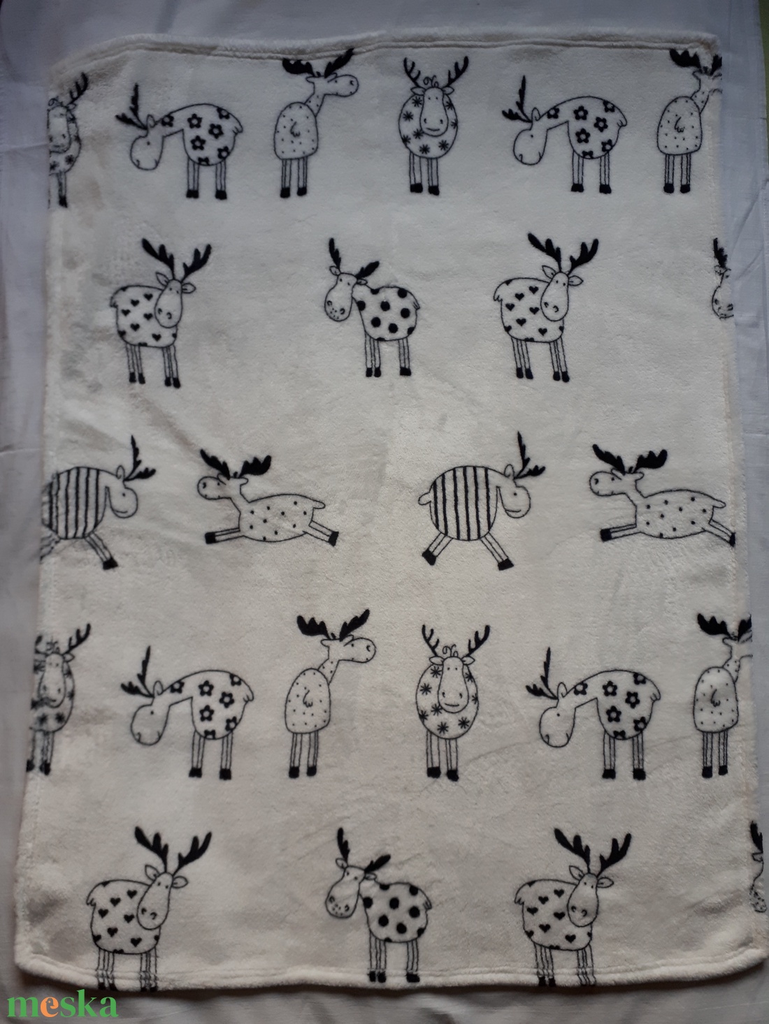 Tavaszi téli babatakaró 70x90 cm Meleg wellsoft rénszarvasos - otthon & életmód - babaszoba, gyerekszoba - Meska.hu