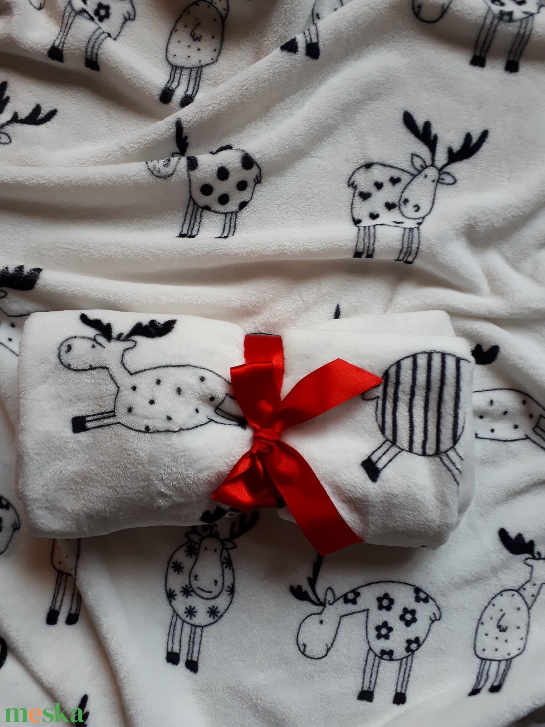 Tavaszi téli babatakaró 70x90 cm Meleg wellsoft rénszarvasos - otthon & életmód - babaszoba, gyerekszoba - Meska.hu