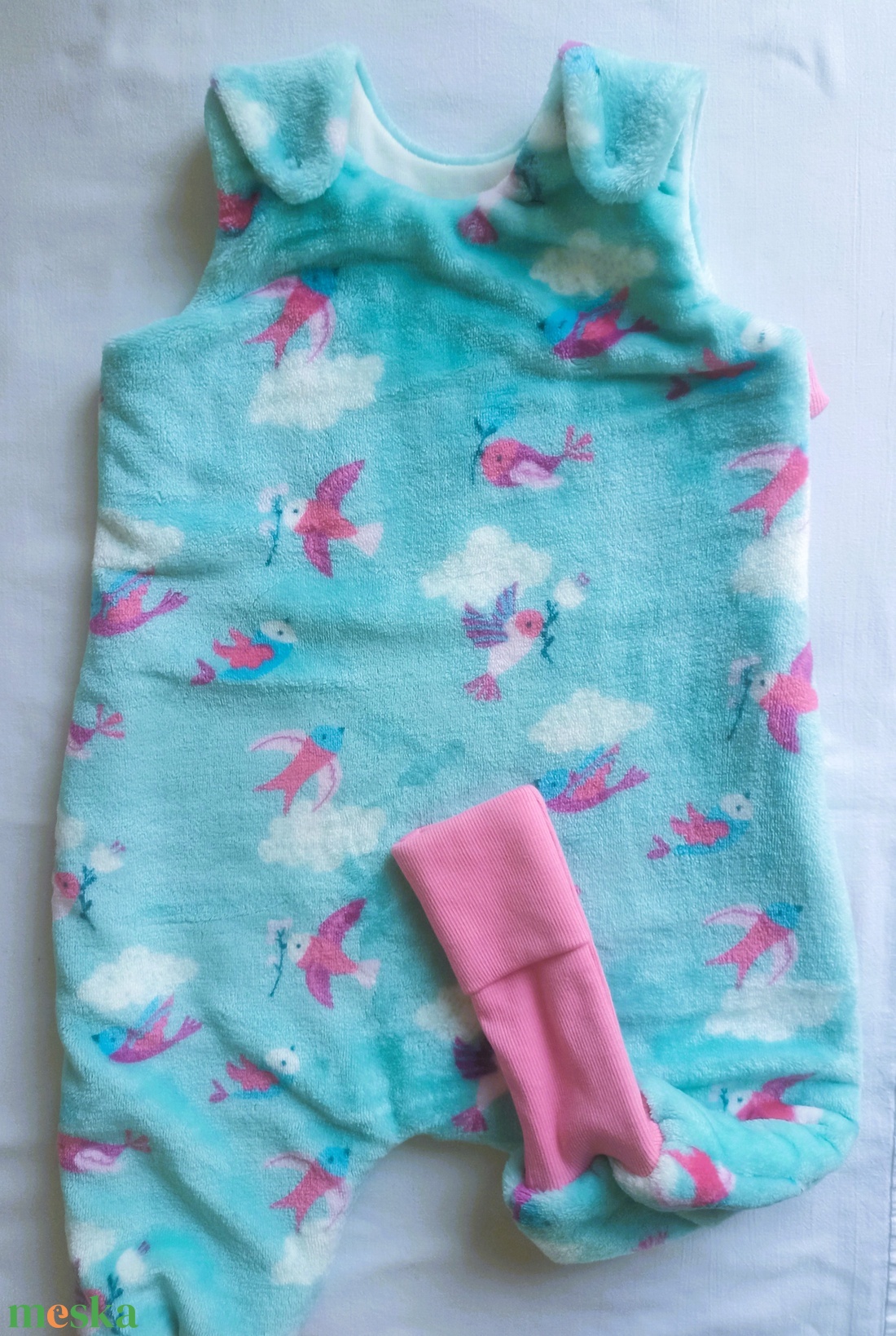 80-86-92-es téli tipegő hálózsák wellsoft + bébiplüss madárkás - ruha & divat - babaruha & gyerekruha - tipegőhálózsák - Meska.hu