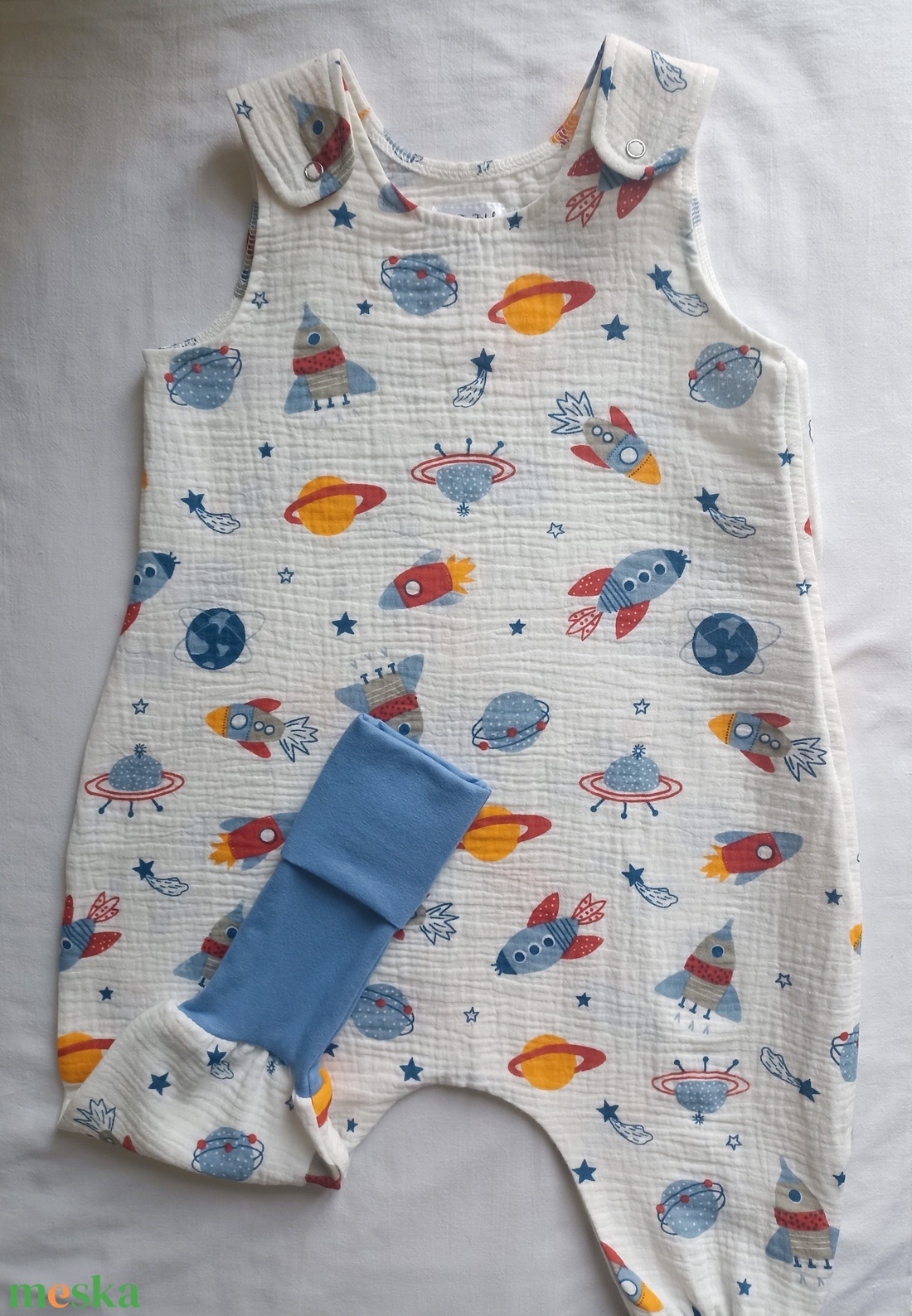 74-80-86 nyári tipegő hálózsák duplagéz pamut űrhajós - baba - mama - babaruházat - tipegőhálózsák - Meska.hu