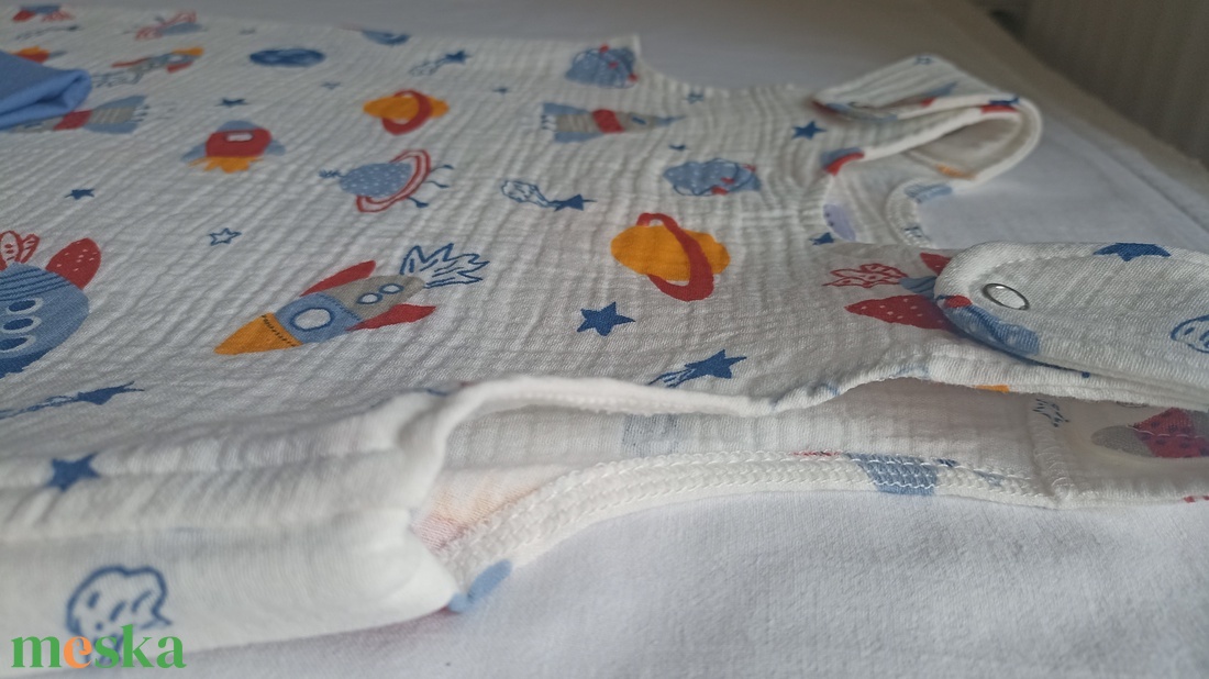 74-80-86 nyári tipegő hálózsák duplagéz pamut űrhajós - baba - mama - babaruházat - tipegőhálózsák - Meska.hu