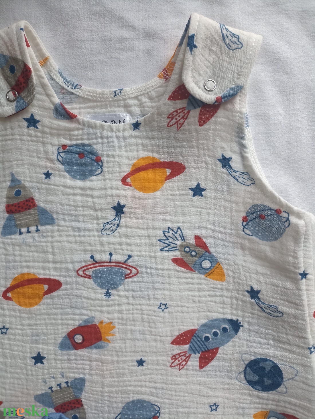 74-80-86 nyári tipegő hálózsák duplagéz pamut űrhajós - baba - mama - babaruházat - tipegőhálózsák - Meska.hu