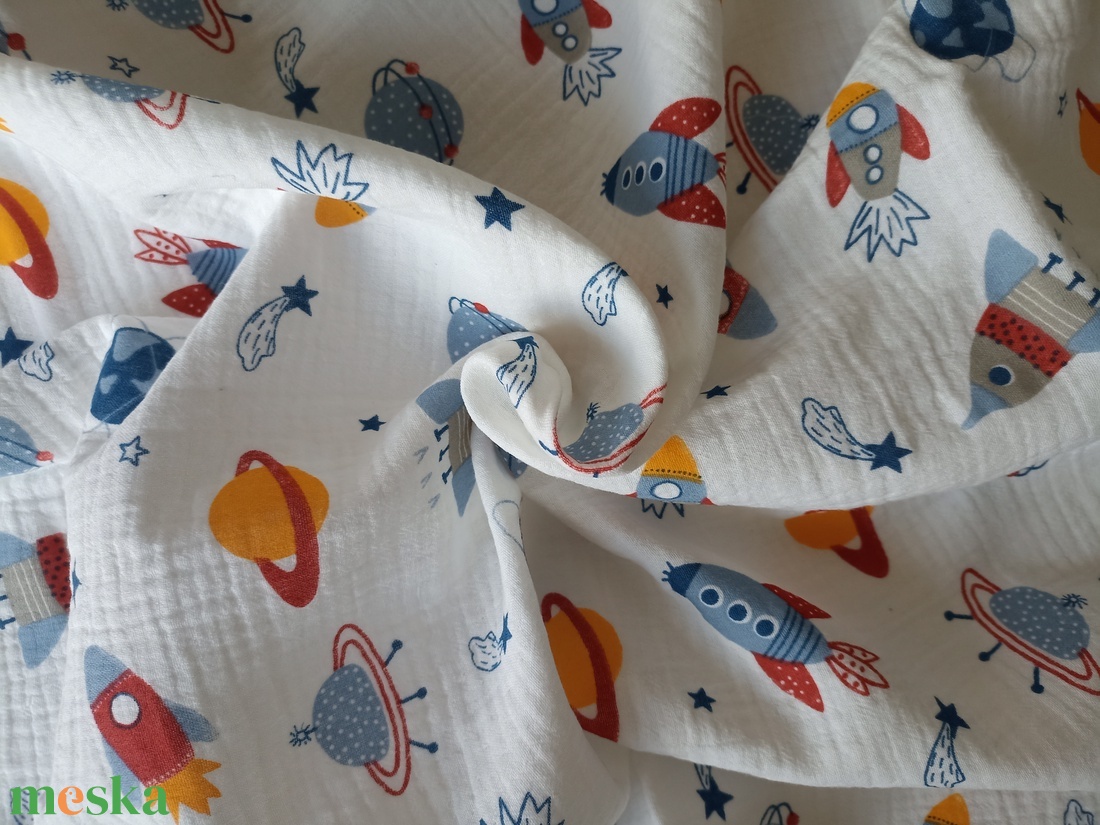 Nyári kánikula duplagéz felnőtt takaró muszlin 140x00 cm űrhajós - otthon & életmód - lakástextil - felnőtt takaró, pléd - Meska.hu