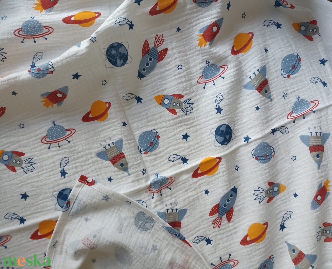 Nyári kánikula duplagéz felnőtt takaró muszlin 140x00 cm űrhajós - otthon & életmód - lakástextil - felnőtt takaró, pléd - Meska.hu