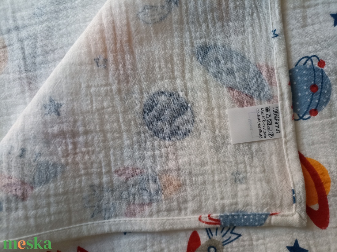 Nyári kánikula duplagéz felnőtt takaró muszlin 140x00 cm űrhajós - otthon & életmód - lakástextil - felnőtt takaró, pléd - Meska.hu