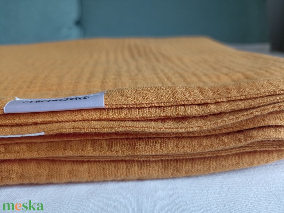 Baba kétrétegű muszlin takaró duplagéz nyári 70x90 cm mustársárga - otthon & életmód - babaszoba, gyerekszoba - babatakaró, gyerek pléd - Meska.hu