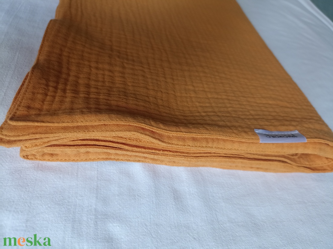 Baba kétrétegű muszlin takaró duplagéz nyári 70x90 cm mustársárga - otthon & életmód - babaszoba, gyerekszoba - babatakaró, gyerek pléd - Meska.hu