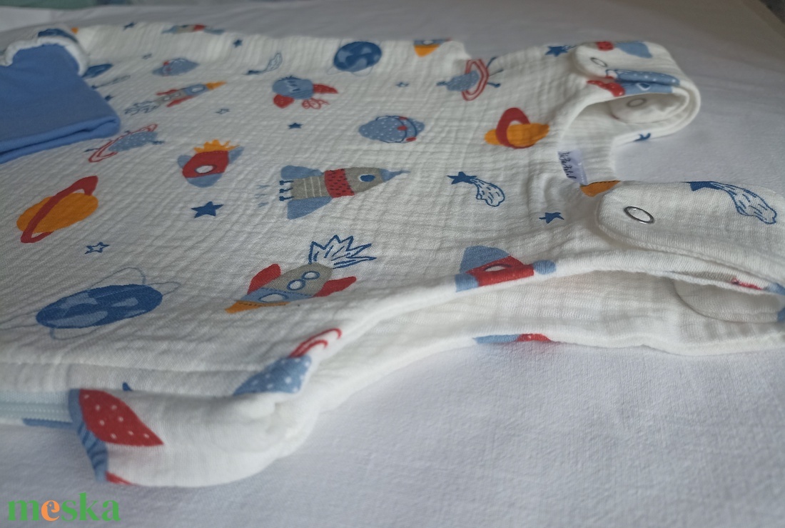 68-74-80-as nyári-őszi tipegő hálózsák átmeneti kétrétegű duplagéz űrhajós - ruha & divat - babaruha & gyerekruha - tipegőhálózsák - Meska.hu