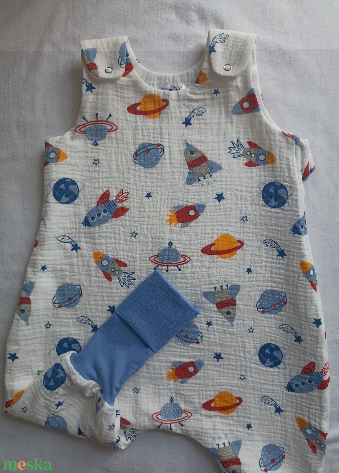 68-74-80-as nyári-őszi tipegő hálózsák átmeneti kétrétegű duplagéz űrhajós - ruha & divat - babaruha & gyerekruha - tipegőhálózsák - Meska.hu