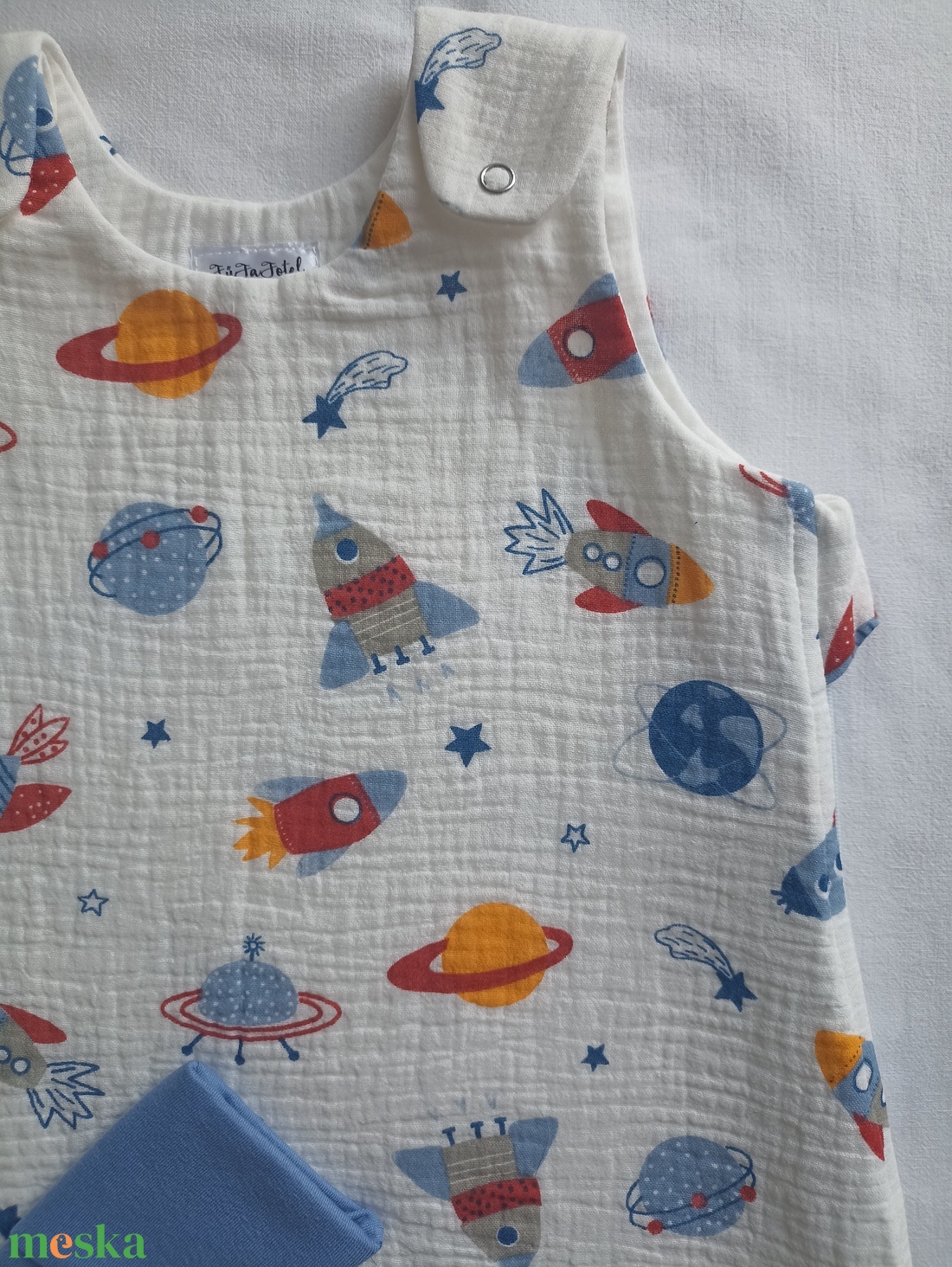 68-74-80-as nyári-őszi tipegő hálózsák átmeneti kétrétegű duplagéz űrhajós - ruha & divat - babaruha & gyerekruha - tipegőhálózsák - Meska.hu