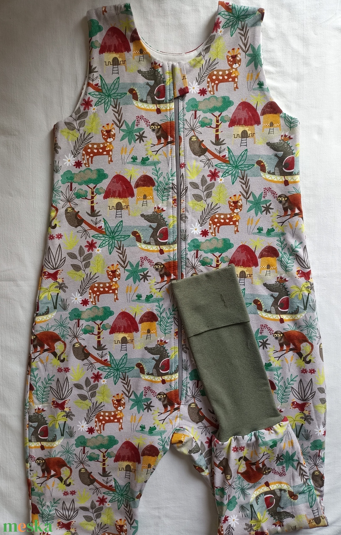 116-122-128-as őszi tipegő hálózsák átmeneti pamut dzsungeles - ruha & divat - babaruha & gyerekruha - tipegőhálózsák - Meska.hu