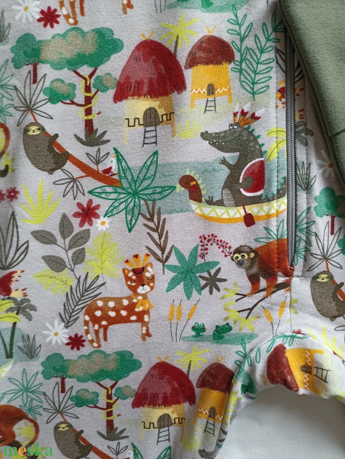 116-122-128-as őszi tipegő hálózsák átmeneti pamut dzsungeles - ruha & divat - babaruha & gyerekruha - tipegőhálózsák - Meska.hu