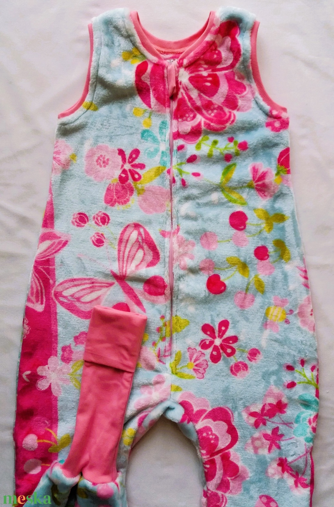 116-122-128-as őszi téli tipegő hálózsák wellsoft 20-22 fok virágos pillangós - ruha & divat - babaruha & gyerekruha - tipegőhálózsák - Meska.hu