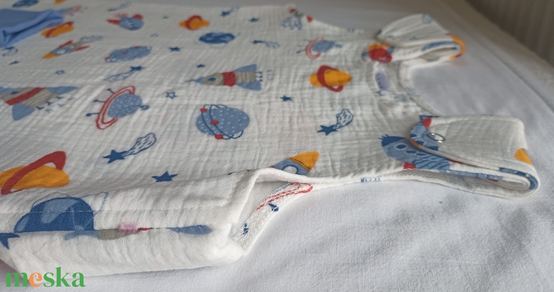 80-86-92-es nyári muszlin tipegő hálózsák duplagéz űrhajós MELEG SZOBA 24-25 fok - ruha & divat - babaruha & gyerekruha - tipegőhálózsák - Meska.hu