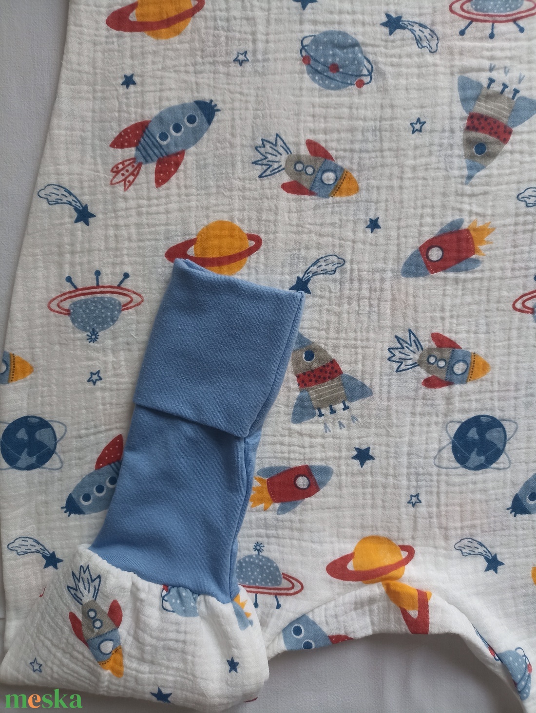 80-86-92-es nyári muszlin tipegő hálózsák duplagéz űrhajós MELEG SZOBA 24-25 fok - ruha & divat - babaruha & gyerekruha - tipegőhálózsák - Meska.hu