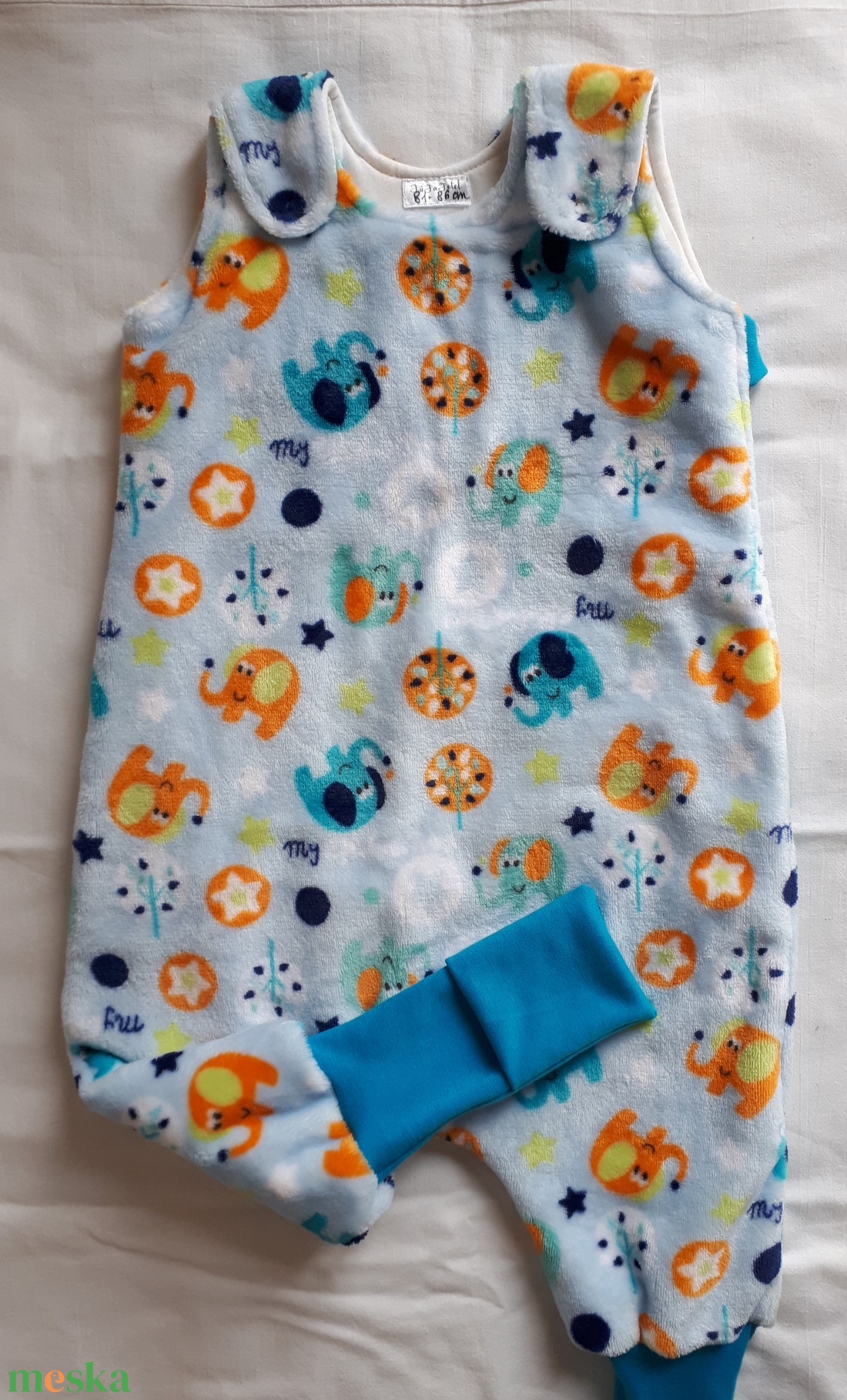 92-98-104-es őszi téli tipegő hálózsák wellsoft elefántos - ruha & divat - babaruha & gyerekruha - tipegőhálózsák - Meska.hu