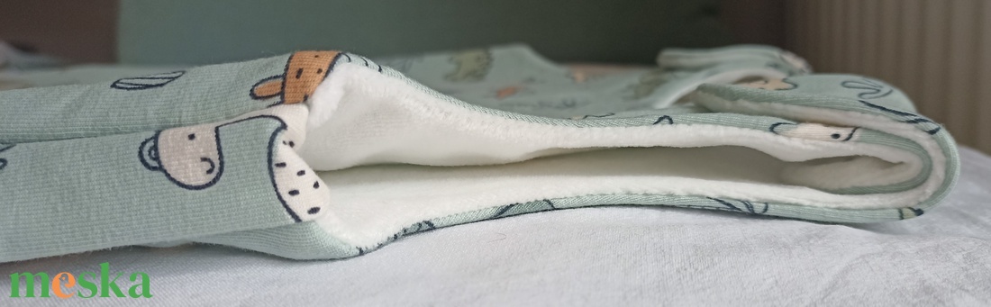 80-86-92-es téli Őszi tipegő hálózsák 21-23 fokba átmenti pamut menta dínós - ruha & divat - babaruha & gyerekruha - tipegőhálózsák - Meska.hu