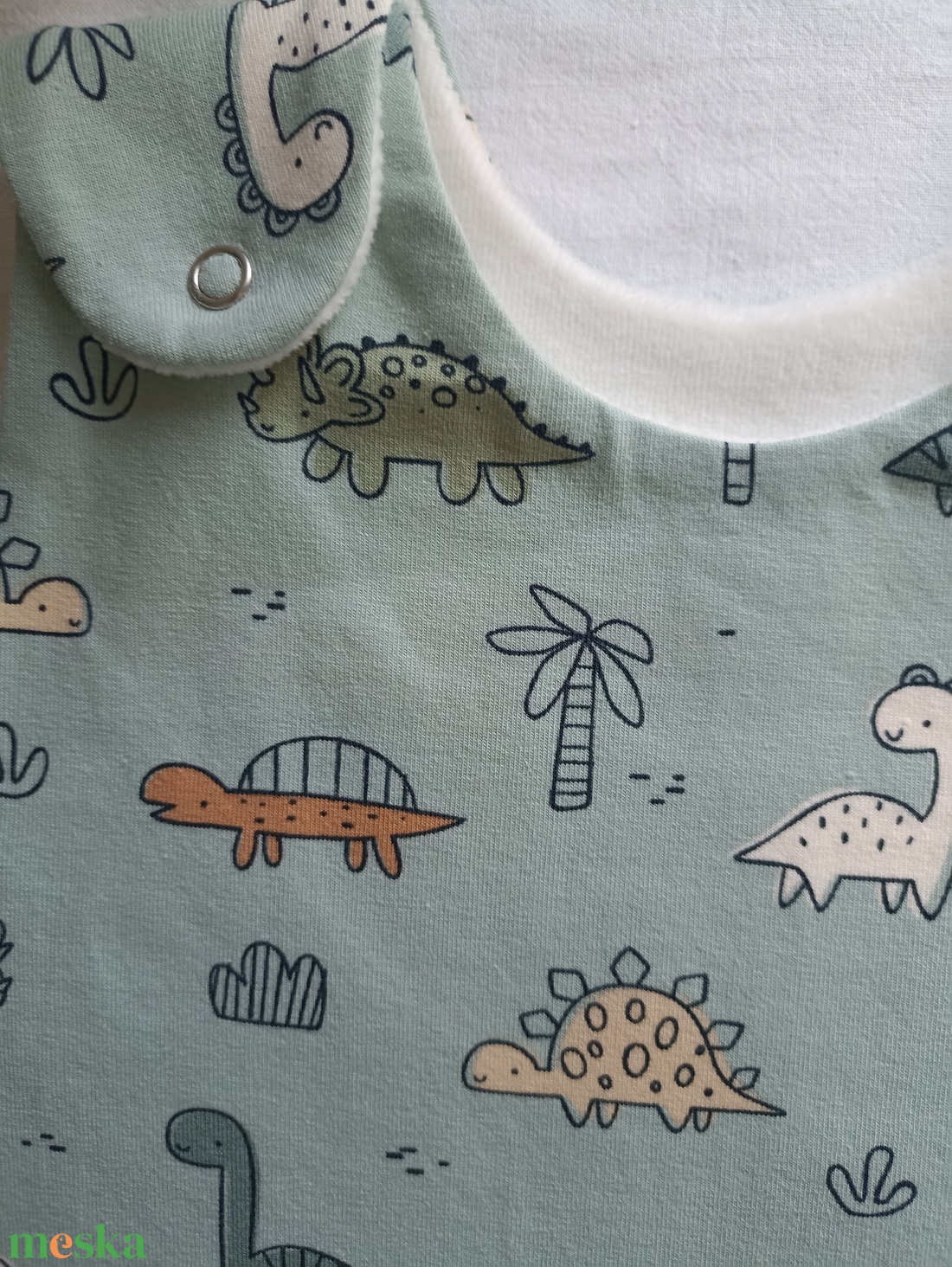 80-86-92-es téli Őszi tipegő hálózsák 21-23 fokba átmenti pamut menta dínós - ruha & divat - babaruha & gyerekruha - tipegőhálózsák - Meska.hu