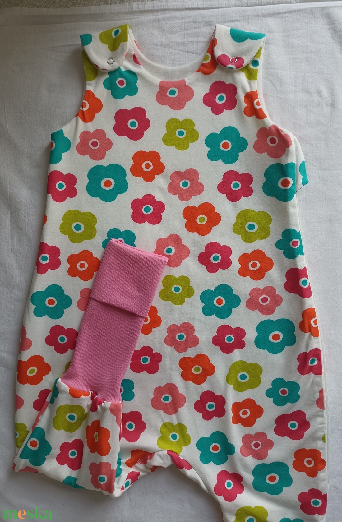 92-98-104-es őszi téli tipegő hálózsák kétrétegű pamut 21-23 fokba színes virágos - ruha & divat - babaruha & gyerekruha - tipegőhálózsák - Meska.hu