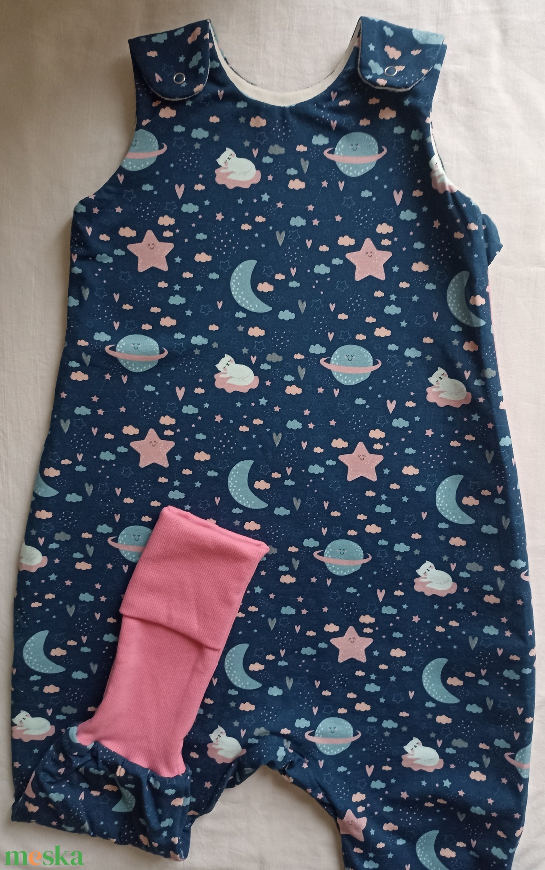 92-98-104-es őszi téli tipegő hálózsák kétrétegű pamut 21-23 fokba cicás felhős - ruha & divat - babaruha & gyerekruha - tipegőhálózsák - Meska.hu