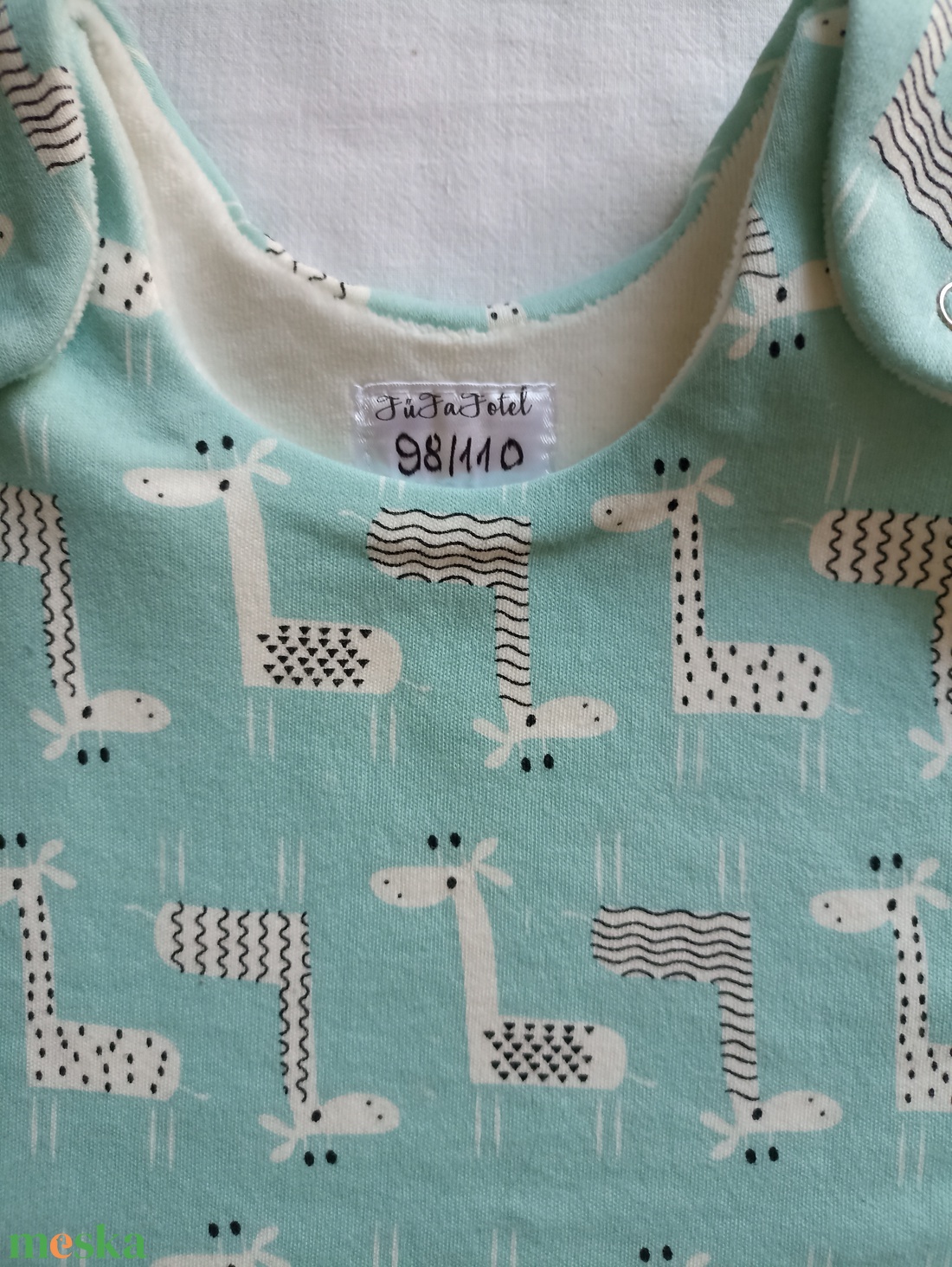 98-104-110-es Őszi téli tipegő hálózsák átmeneti pamut menta zsiráf - ruha & divat - gyerekruha - Meska.hu