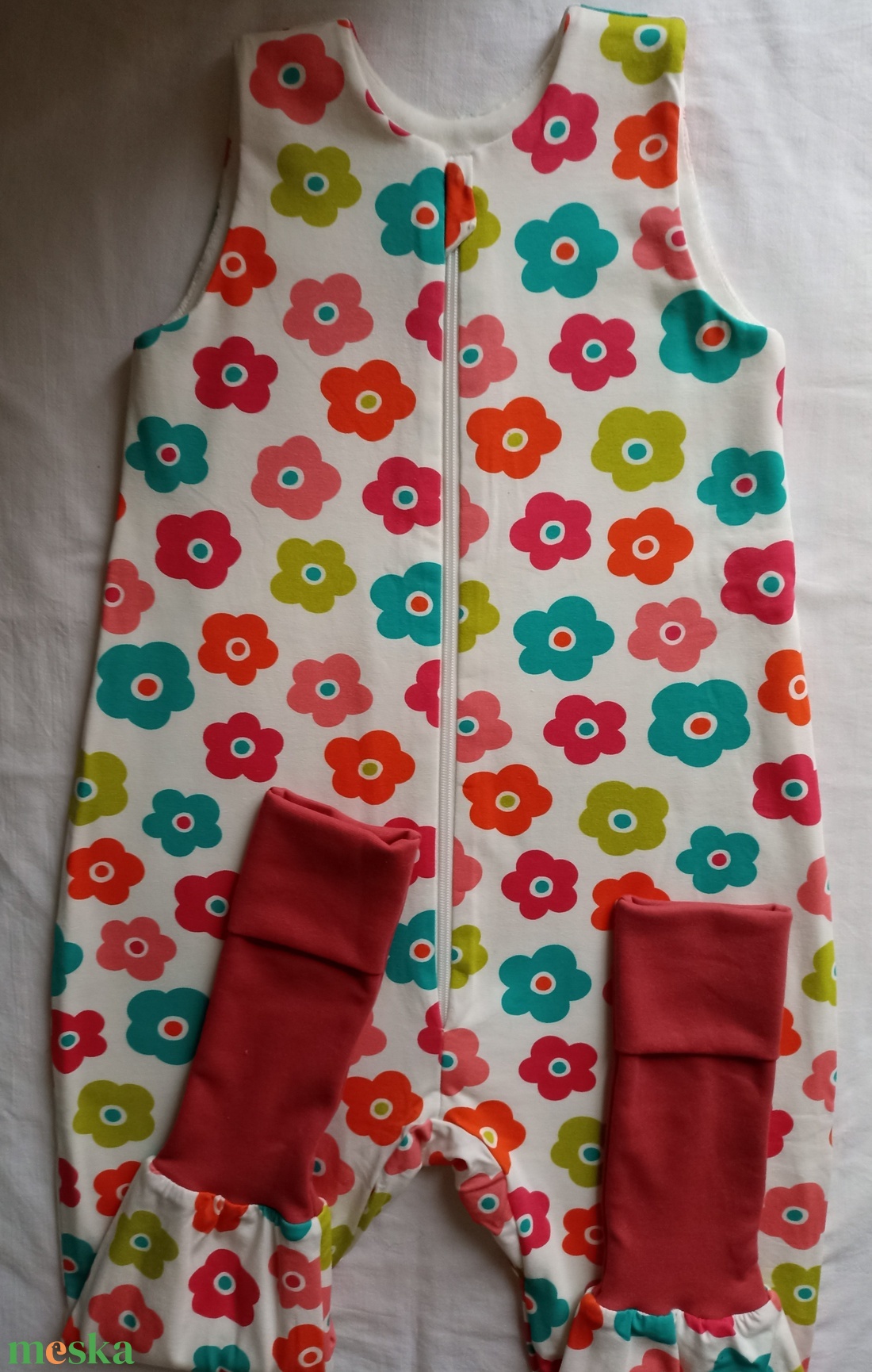 110-116-122-es Őszi téli tipegő hálózsák pamut ÁTMENETI 21-23 fokba színes virágos - ruha & divat - babaruha & gyerekruha - tipegőhálózsák - Meska.hu