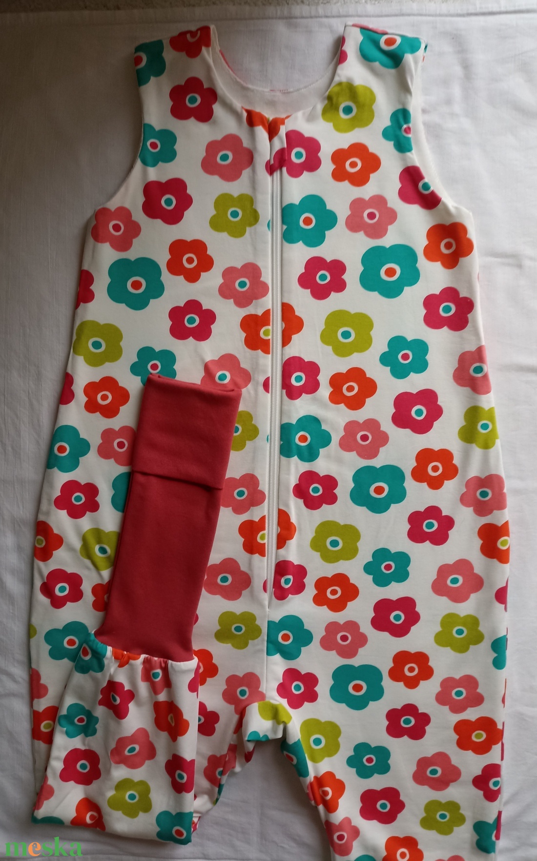122-128-134-es őszi téli tipegő hálózsák átmeneti pamut színes virágos - ruha & divat - babaruha & gyerekruha - tipegőhálózsák - Meska.hu