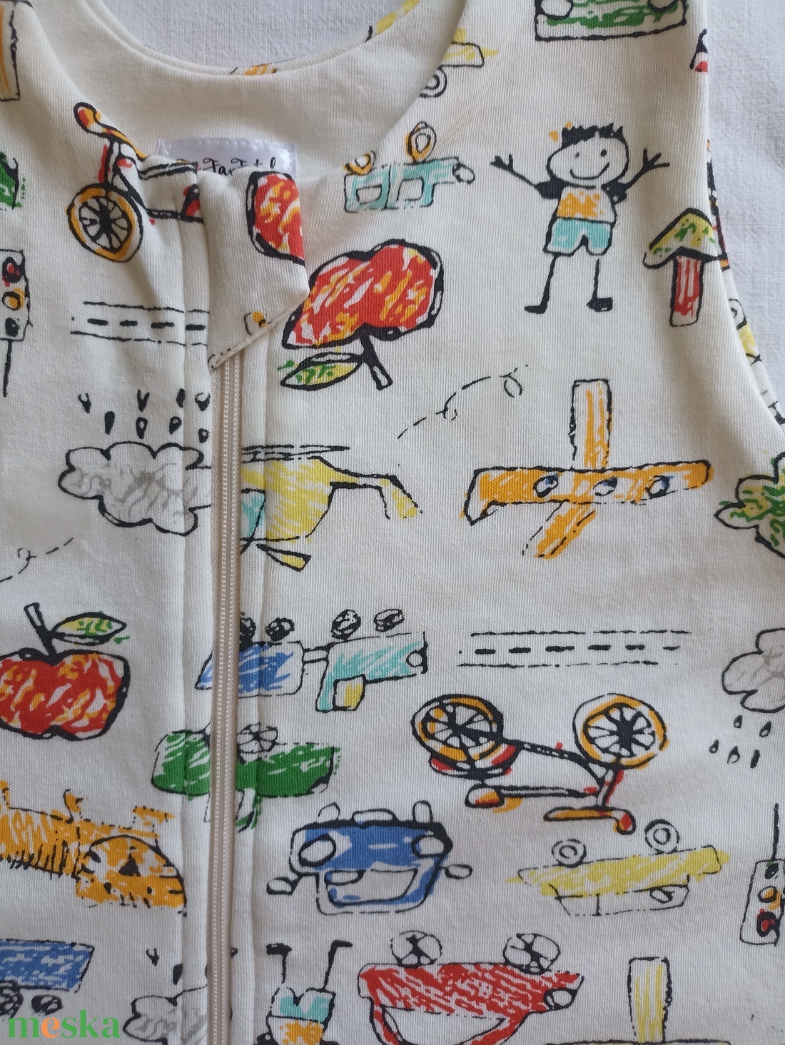 98-104-110-es Őszi téli tipegő hálózsák átmeneti pamut gyerekrajzos - ruha & divat - babaruha & gyerekruha - tipegőhálózsák - Meska.hu