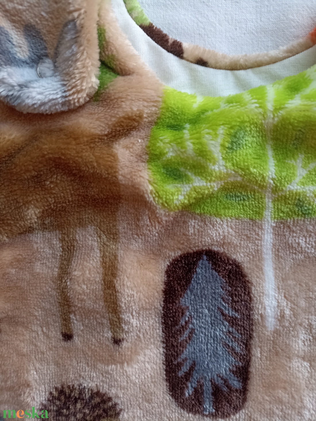 80-86-92-es őszi téli tipegő hálózsák wellsoft + pamut drapp erdős - ruha & divat - babaruha & gyerekruha - tipegőhálózsák - Meska.hu