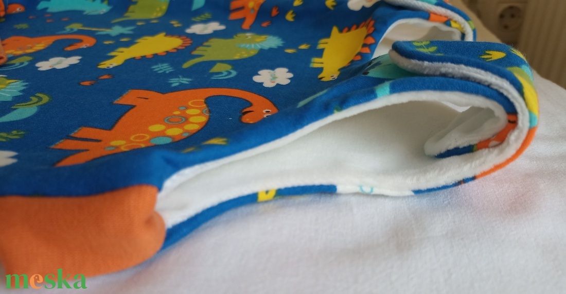  62-68-74-es Őszi tipegő hálózsák 22-24 fokba kék dínós - ruha & divat - babaruha & gyerekruha - tipegőhálózsák - Meska.hu