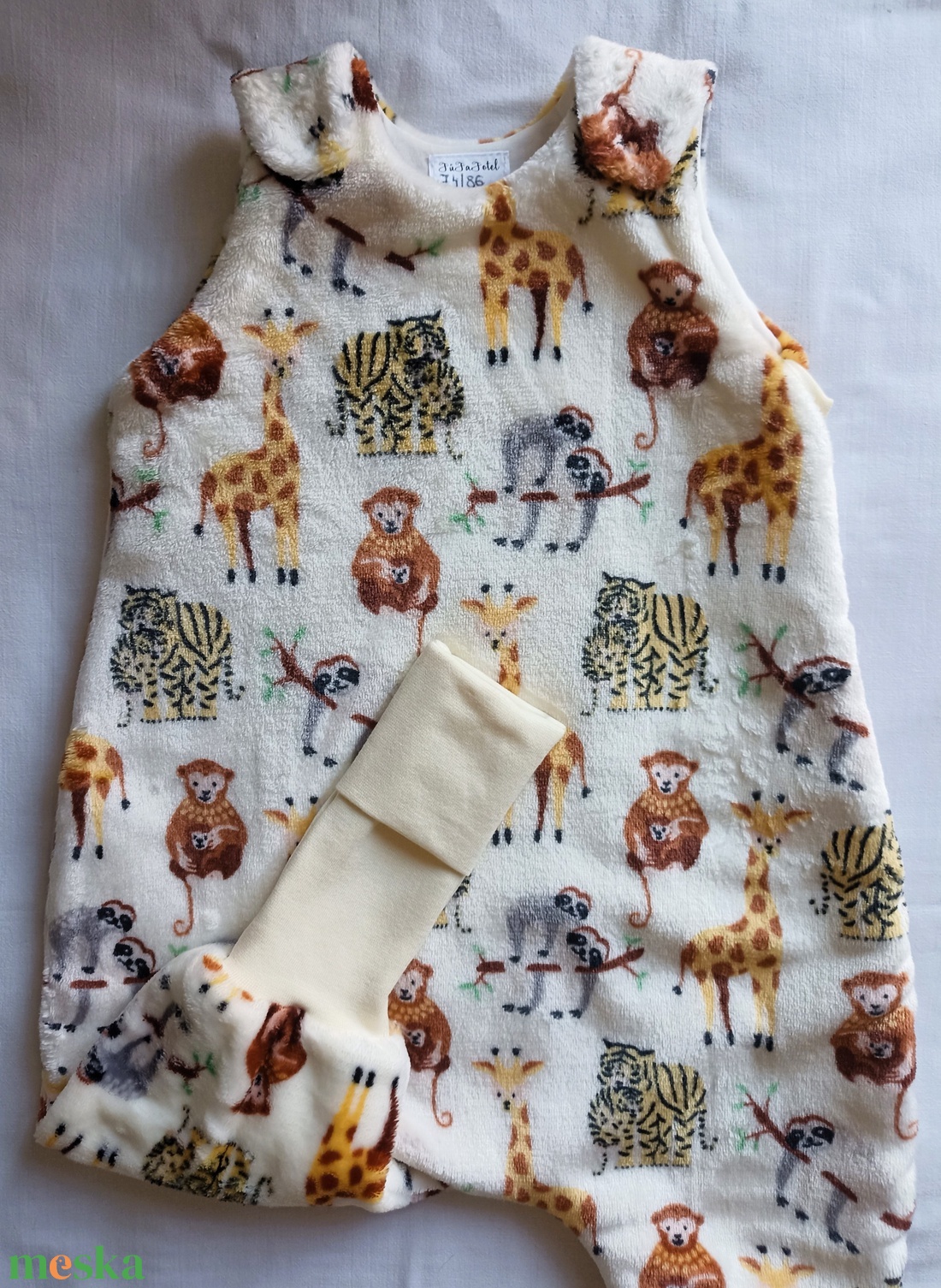 74-80-86-os Őszi téli tipegő hálózsák wellsoft + vékony pamut 20-23 fok szafaris - ruha & divat - babaruha & gyerekruha - tipegőhálózsák - Meska.hu