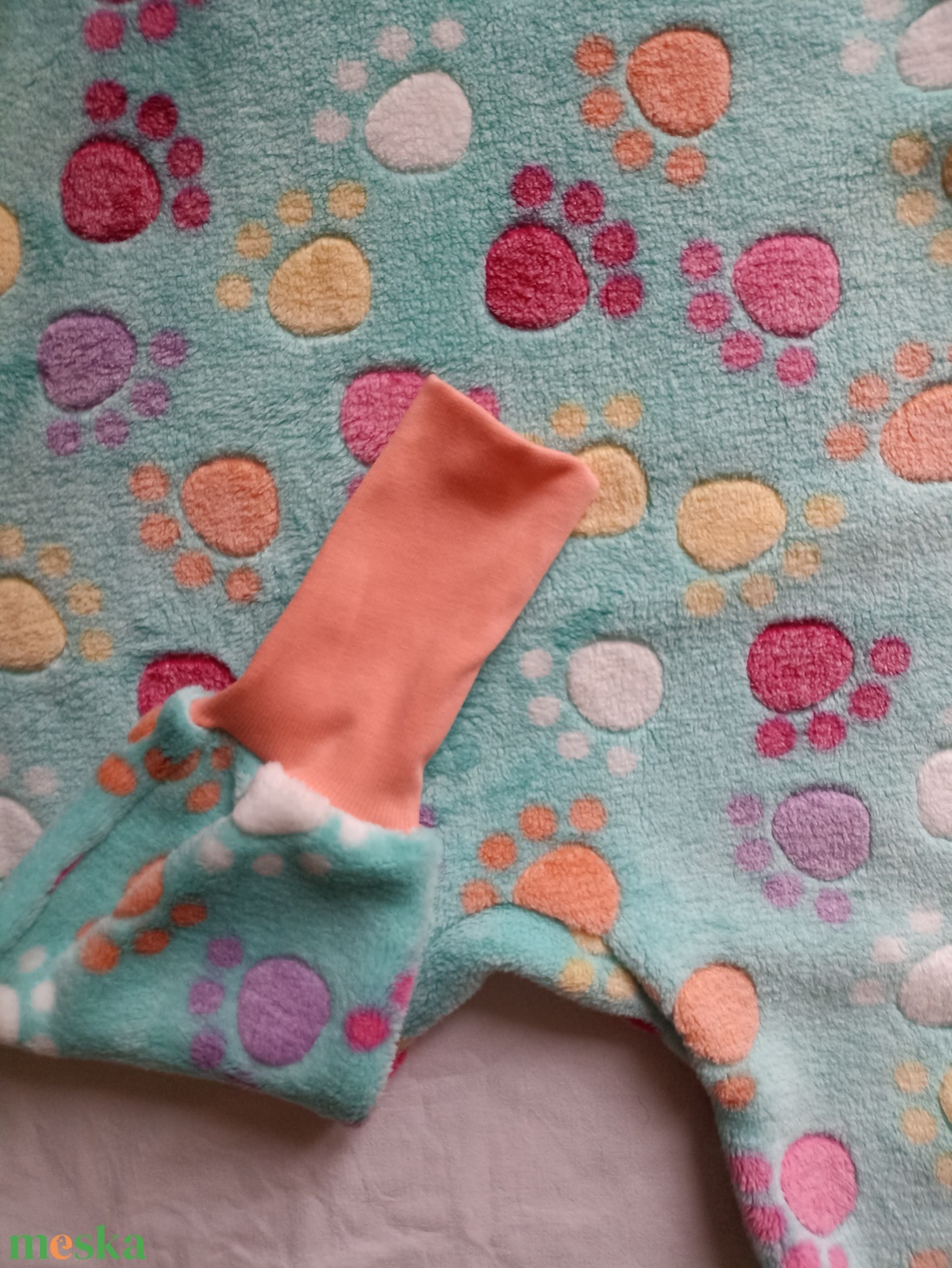 86-92-98-as őszi téli tipegő hálózsák wellsoft 22-24 fokba menta tappancsos - ruha & divat - babaruha & gyerekruha - tipegőhálózsák - Meska.hu