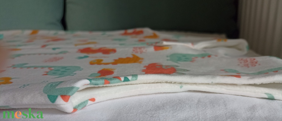 134-140-146-os Őszi téli tipegő hálózsák átmenti pamut menta narancs dínós - ruha & divat - babaruha & gyerekruha - tipegőhálózsák - Meska.hu