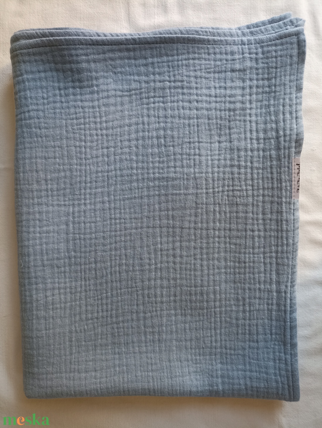 Baba kétrétegű muszlin takaró duplagéz nyári 70x90 cm farmerkék - otthon & életmód - babaszoba, gyerekszoba - babatakaró, gyerek pléd - Meska.hu