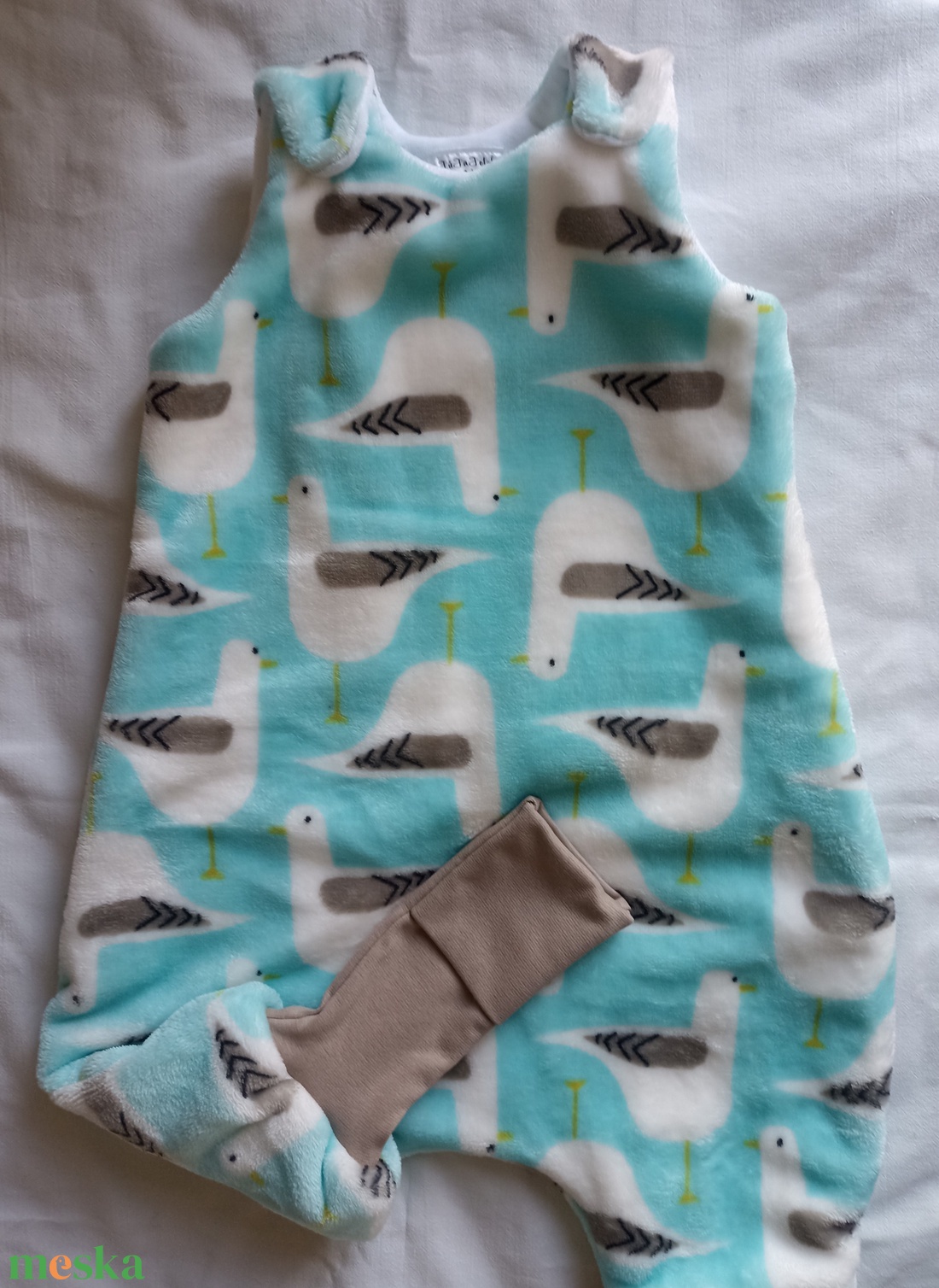 74-80-86-os Őszi téli tipegő hálózsák wellsoft + pamut 20-22 fokba  sirályos - ruha & divat - babaruha & gyerekruha - tipegőhálózsák - Meska.hu