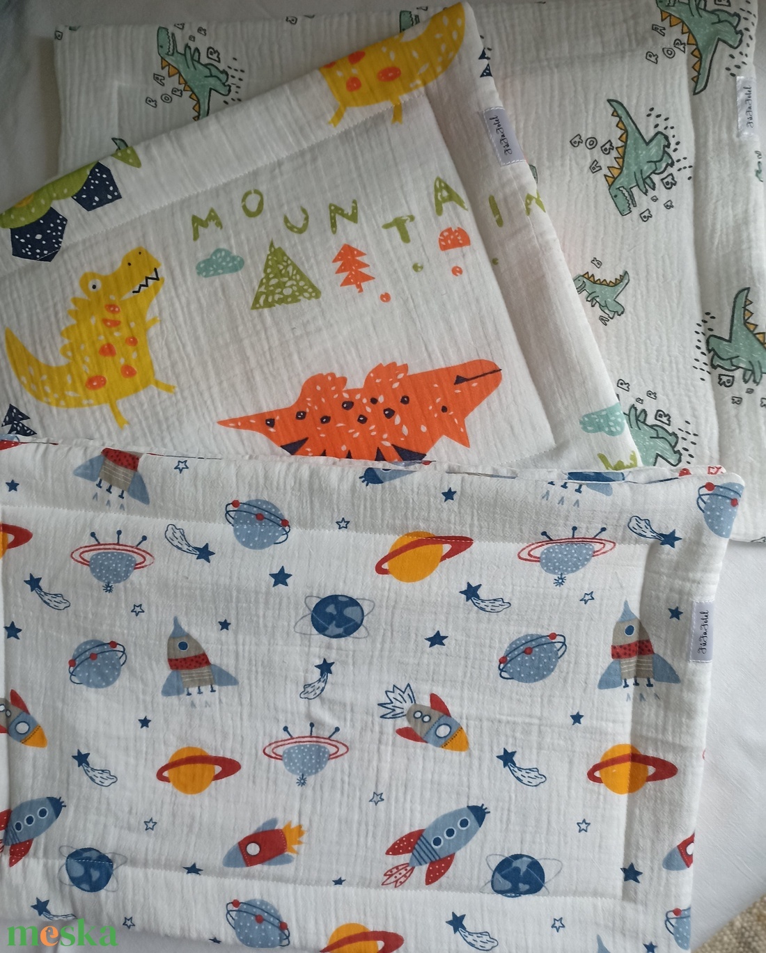 Muszlin (duplagéz) lapos babapárna gyerekpárna kb 28x35 cm - játék & sport - ovis felszerelés - ovis párna, kispárna - Meska.hu