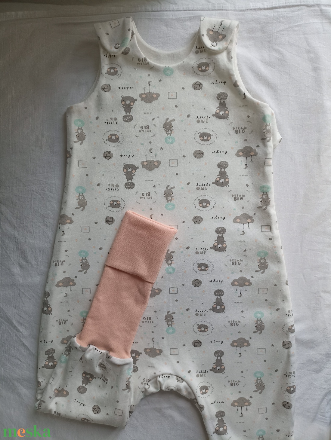 104-110-116-os Őszi téli tipegő hálózsák átmeneti pamut csillámos macis nyuszis - ruha & divat - babaruha & gyerekruha - tipegőhálózsák - Meska.hu