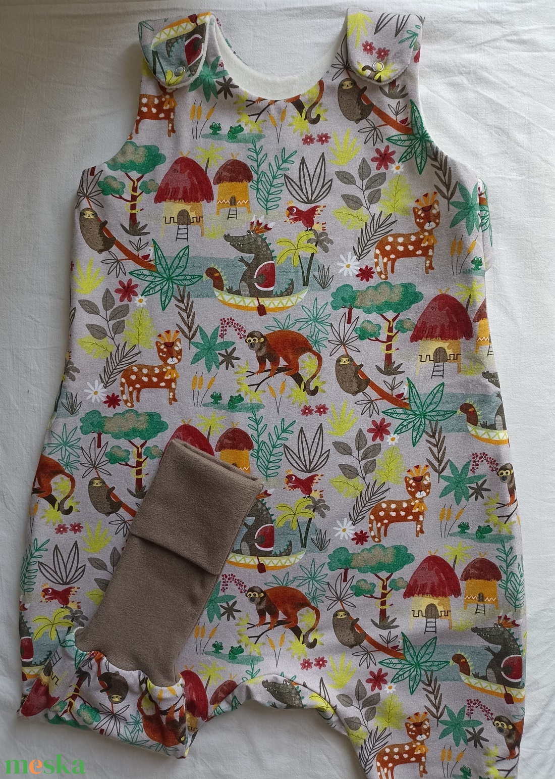 80-86-92-es Őszi téli tipegő hálózsák átmeneti duplapamut 22-24 fokba dzsungeles - ruha & divat - babaruha & gyerekruha - tipegőhálózsák - Meska.hu