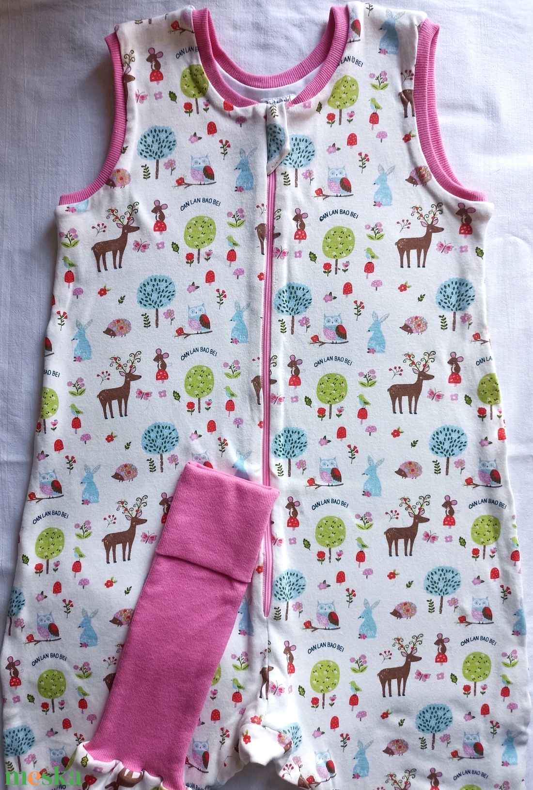 128-134-140 Őszi tipegő hálózsák 22-24 fokba átmeneti pamut lányos erdős szarvas - ruha & divat - babaruha & gyerekruha - tipegőhálózsák - Meska.hu