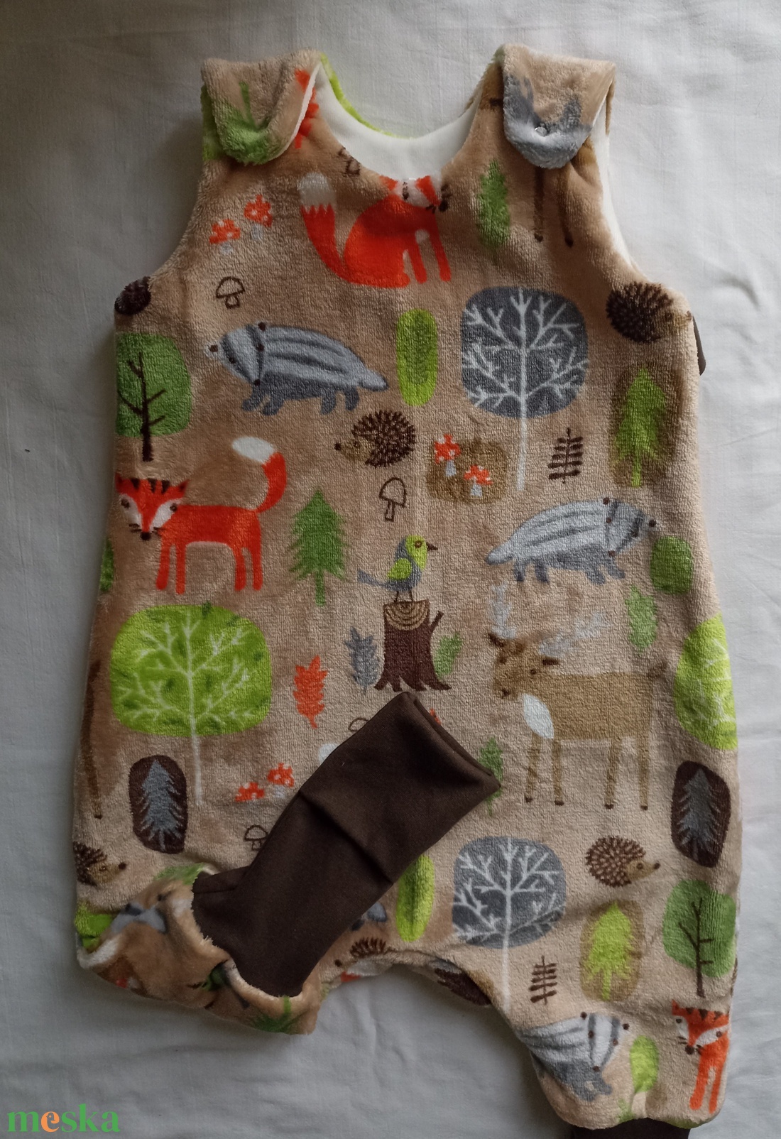 74-80-86-os téli tipegő hálózsák wellsoft + bébiplüss 20-21 fokba drapp erdős - baba - mama - babaruházat - tipegőhálózsák - Meska.hu