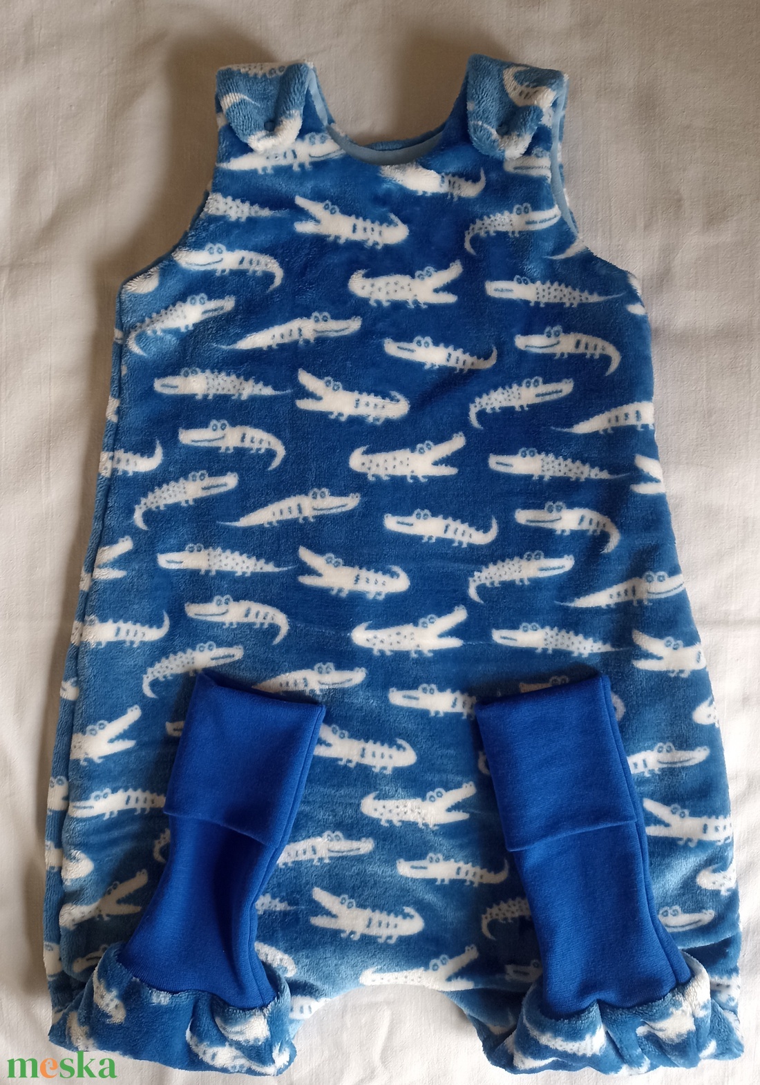 74-80-86-os meleg őszi, téli  tipegő hálózsák 21-23 fokba wellsoft kék krokodilos - baba - mama - babaruházat - tipegőhálózsák - Meska.hu