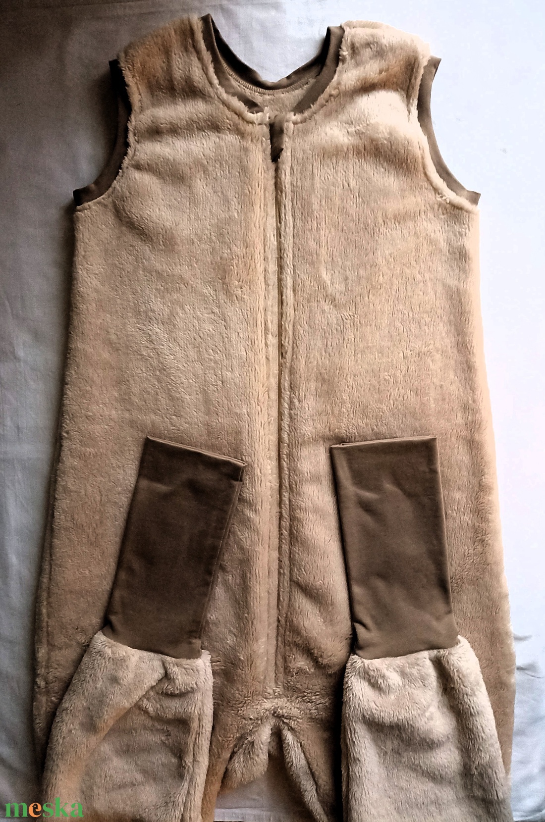 128-134-140-es Őszi téli tipegő hálózsák wellsoft 20-22 fokba drapp beige - baba - mama - babaruházat - tipegőhálózsák - Meska.hu