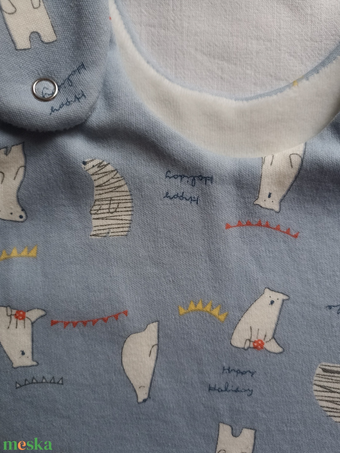 74-80-86-os Átmeneti őszi téli tipegő hálózsák 21-23 fokba kétrétegű pamut bolyhos béléssel jegesmedve - baba - mama - babaruházat - tipegőhálózsák - Meska.hu