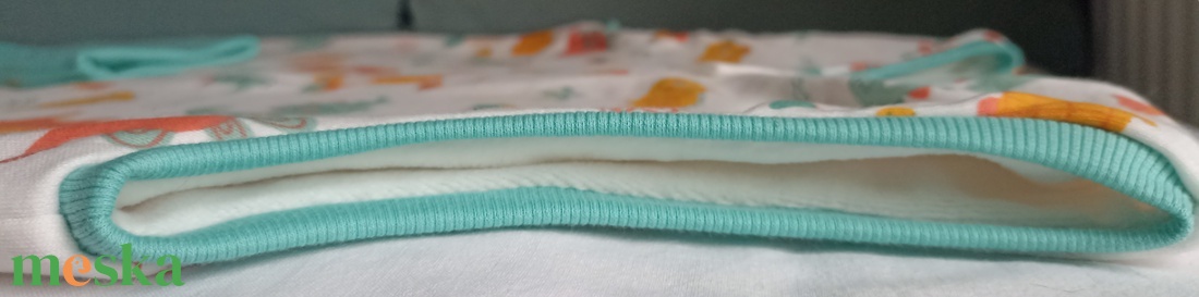 134-140-146-os Őszi téli tipegő hálózsák átmenti pamut menta narancs dínós - baba - mama - babaruházat - tipegőhálózsák - Meska.hu