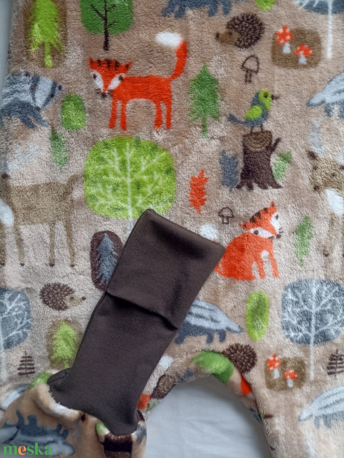 92-98-104-es őszi téli tipegő hálózsák 20-23 fokba wellsoft+ vékony pamut drapp erdős - baba - mama - babaruházat - tipegőhálózsák - Meska.hu