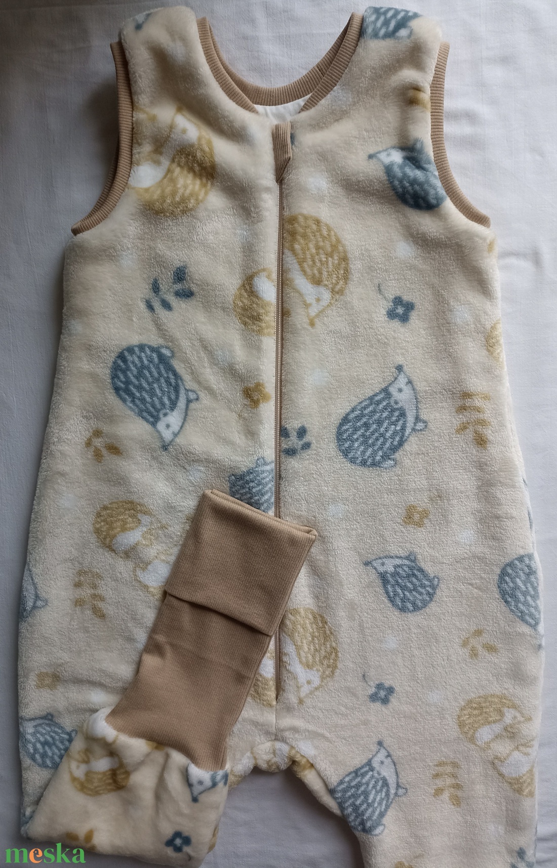 98-198-104-110-es őszi téli tipegő hálózsák HŰVÖS SZOBA wellsoft + vékony pamut 20-22 fokba  sünis - baba - mama - babaruházat - tipegőhálózsák - Meska.hu