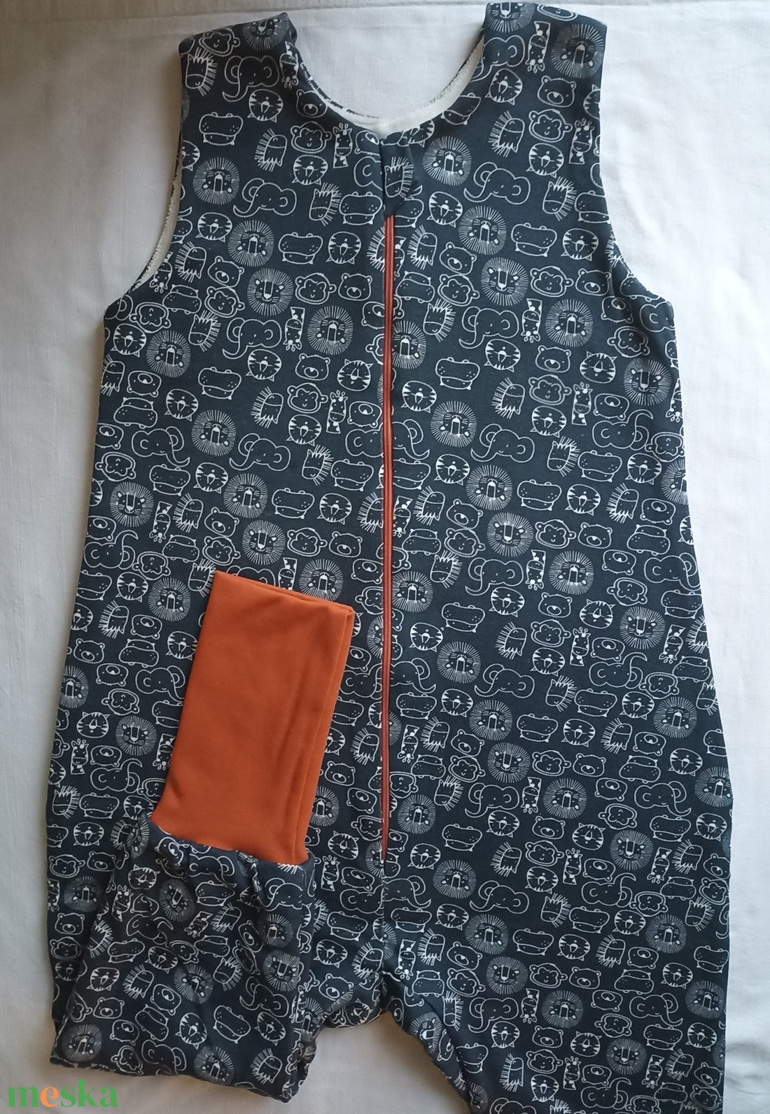 104-110-116-os Őszi téli tipegő hálózsák 21-23 fokba átmeneti pamut sötékék állatos - baba - mama - babaruházat - tipegőhálózsák - Meska.hu