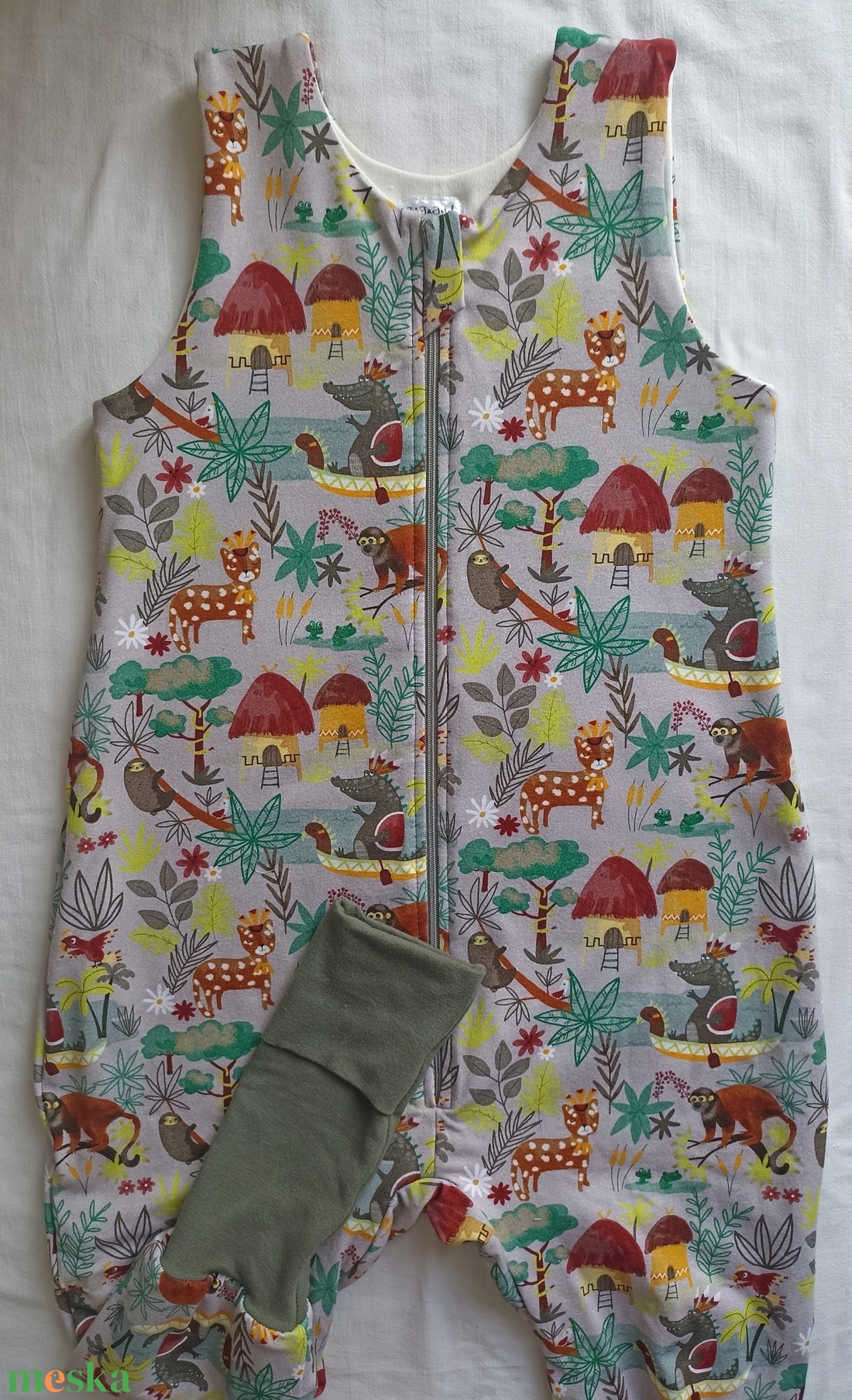 104-110-116-os Őszi tipegő hálózsák 22-24 fokba átmeneti pamut dzsungeles - baba - mama - babaruházat - tipegőhálózsák - Meska.hu